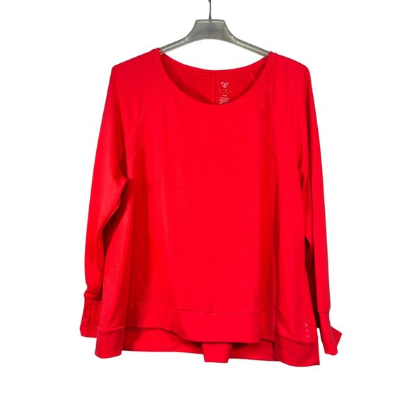 Livi Active Red Long Sleeve Top Size 22/24 Plus Comfortable Crewneck - Picture 1 of 7